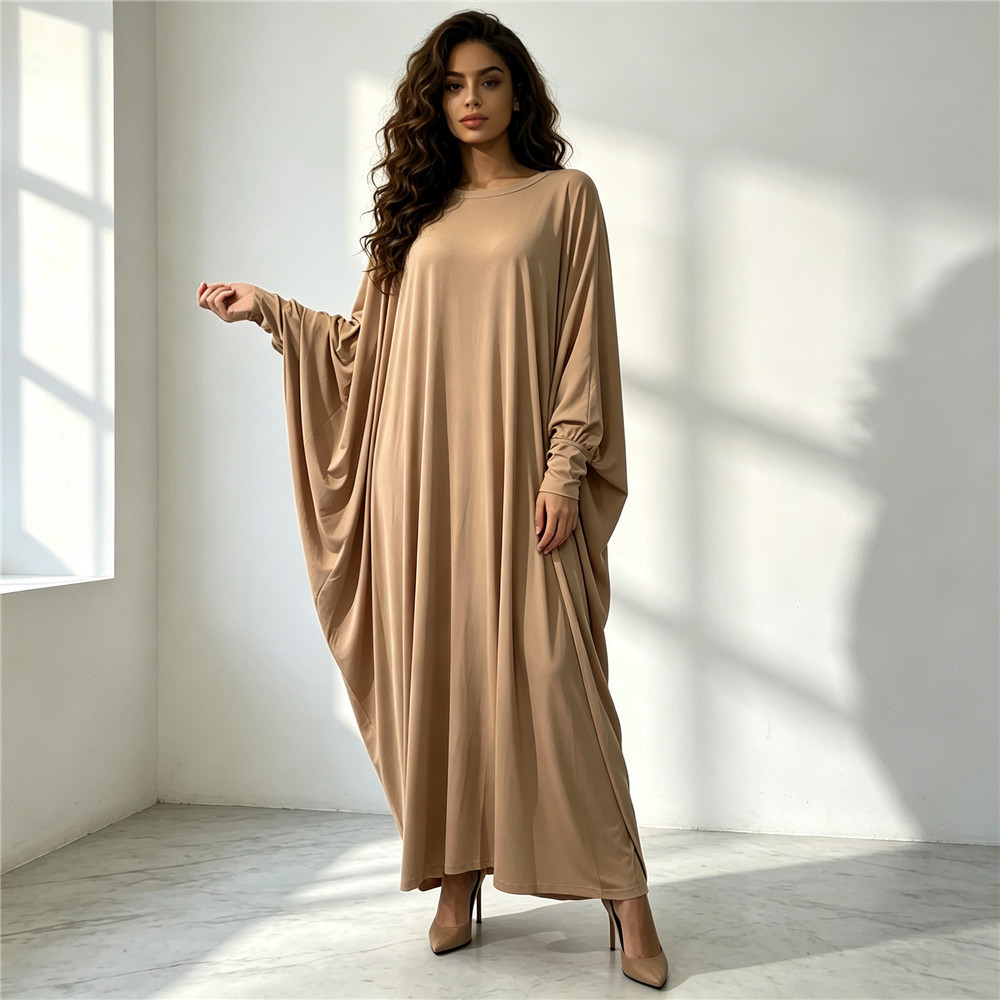 Abaya Modest Wear - Solid Color Batwing Sleeve Muslim Abaya