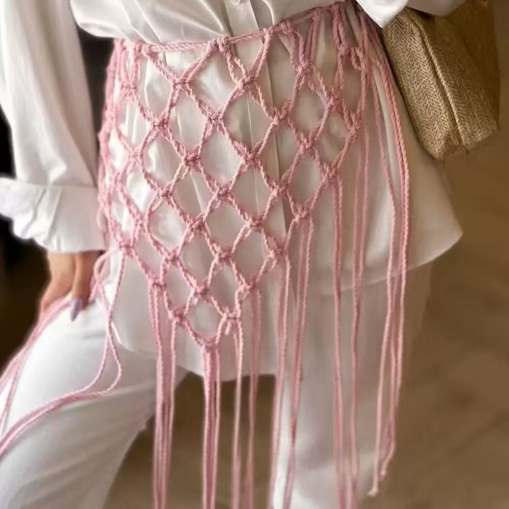 Ethnic Fashion Design - Fashion Bohemian Netted Fringe Waistband Decorative