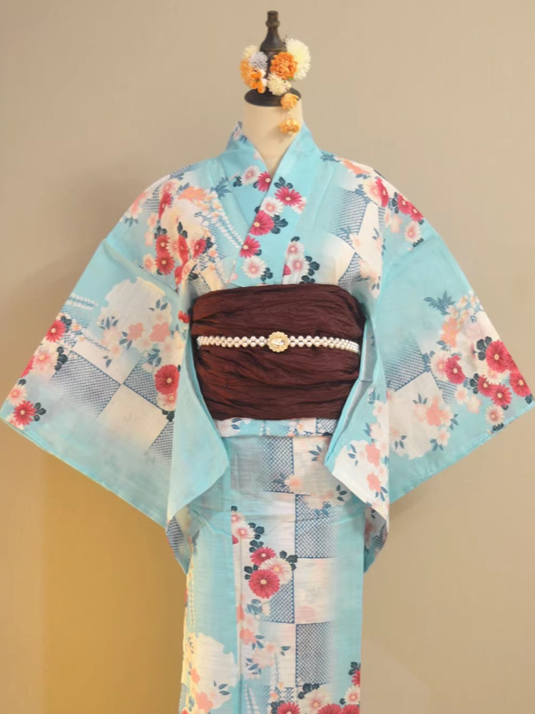 Ethnic Fashion Girls - Traditional Yukata Kimono Cotton Linen Material