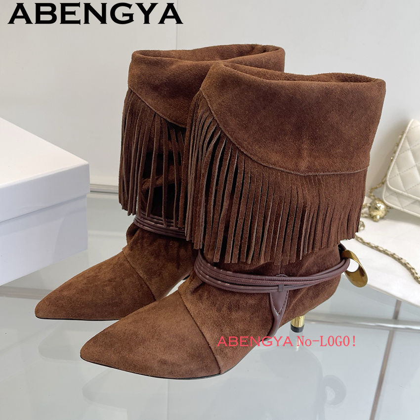 Suede Leather Edge Tassel Desi - Ethnic Fashion Design 评论和价格