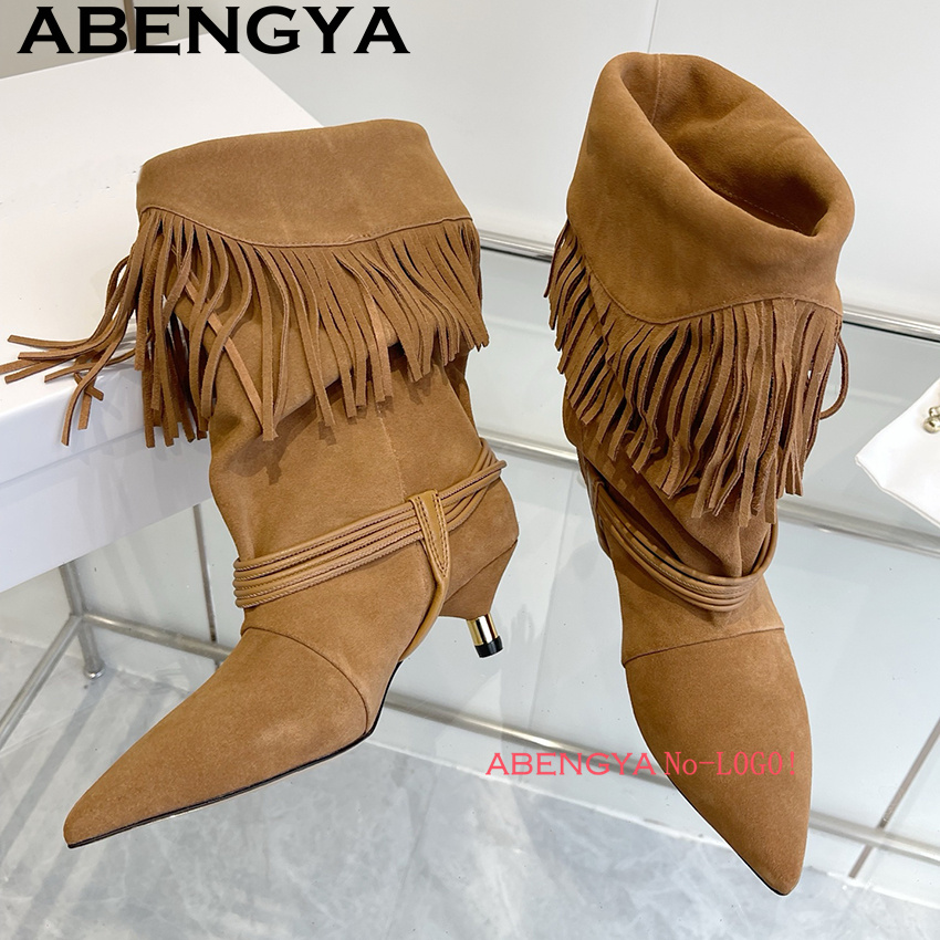 Suede Leather Edge Tassel Desi - Ethnic Fashion Design 评论和价格