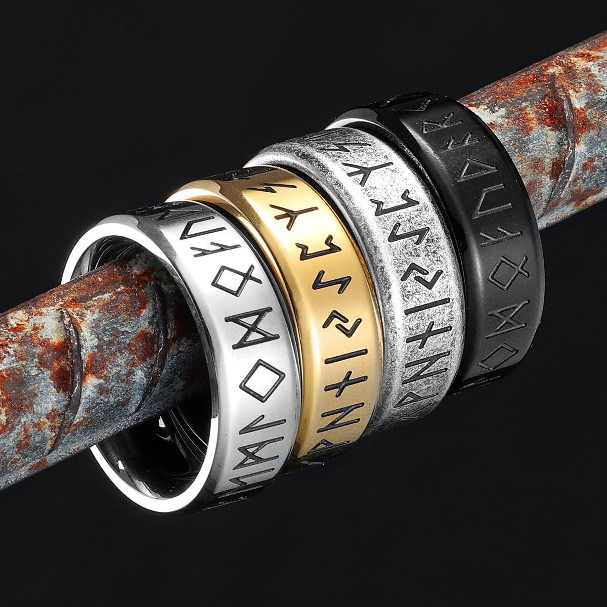 Viking Rune Band Ring Men Nord - Ethnic Wear Men'S Fashion 评论和价格