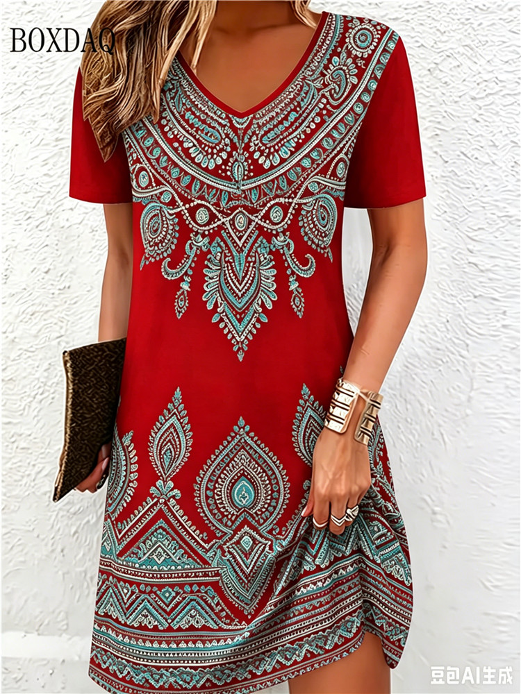 Vintage Ethnic 3D Printed Dres - New Ethnic Fashion 评论和价格