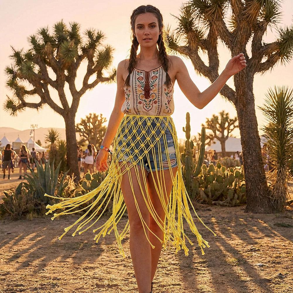 Tassel Waist Belt Netted Fring - Ethnic Fashion Design 评论和价格
